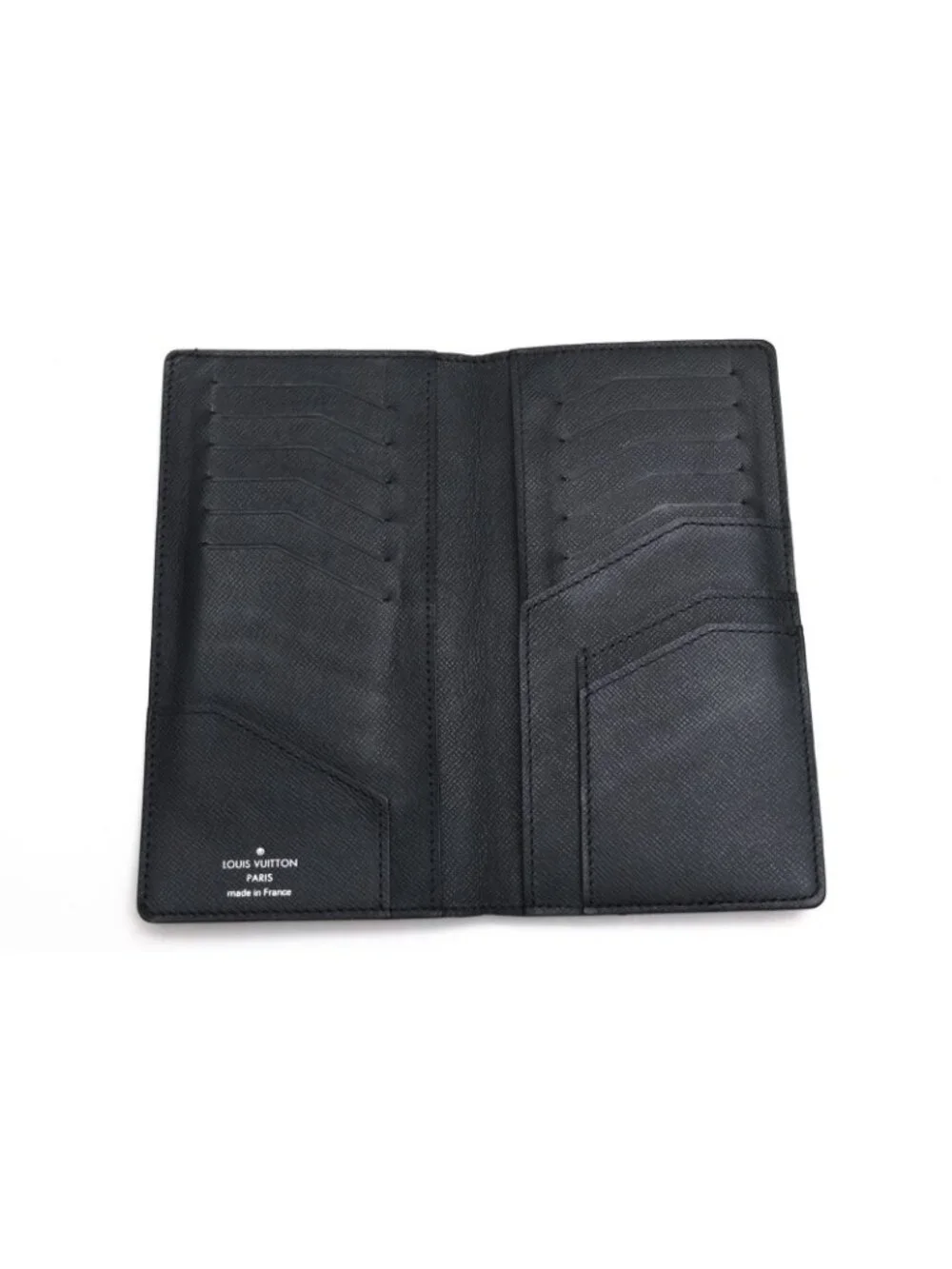 Louis Vuitton Wallet Leather Black Taiga Portefeuille Long Billfold No Coin